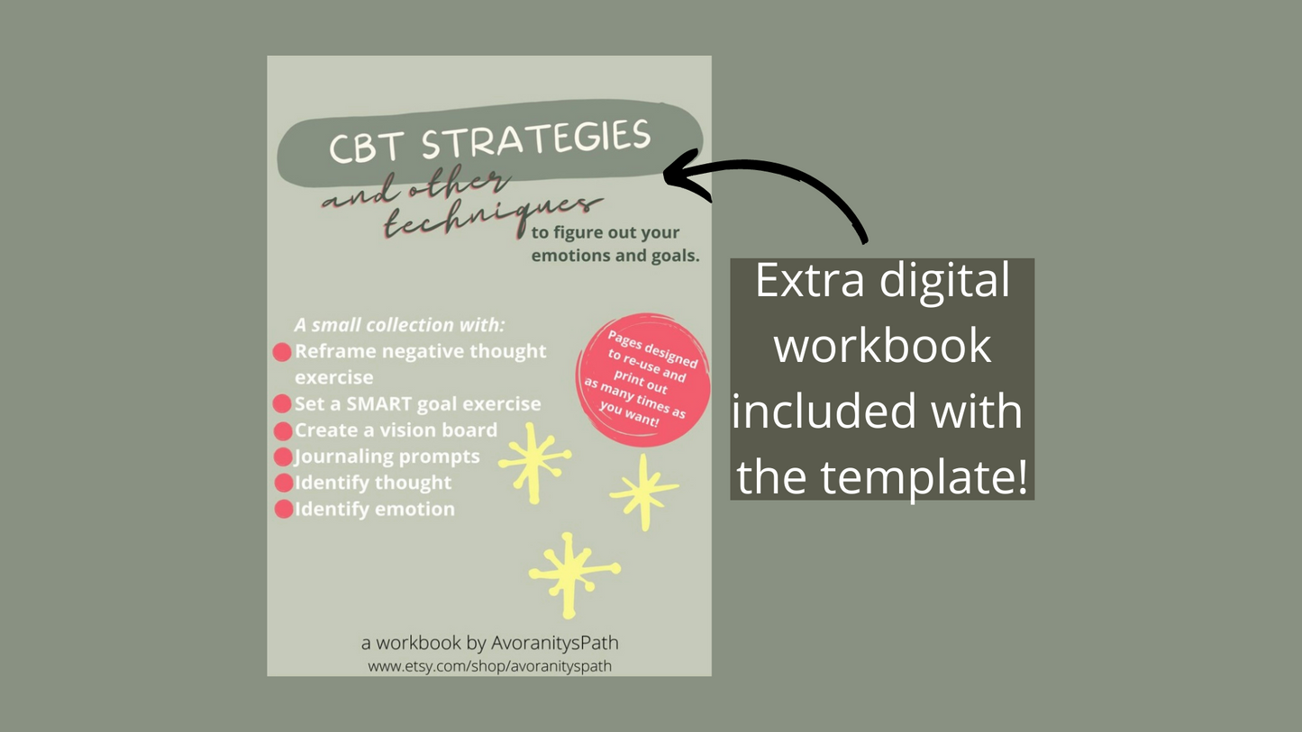 Notion Template for Mental Health + CBT Workbook (bundle)